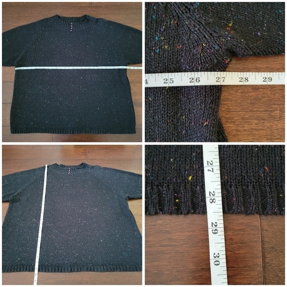 Vtg Venezia Black Confetti High Neck Knit Pullover Oversized Sweater- One Size - Picture 7 of 7